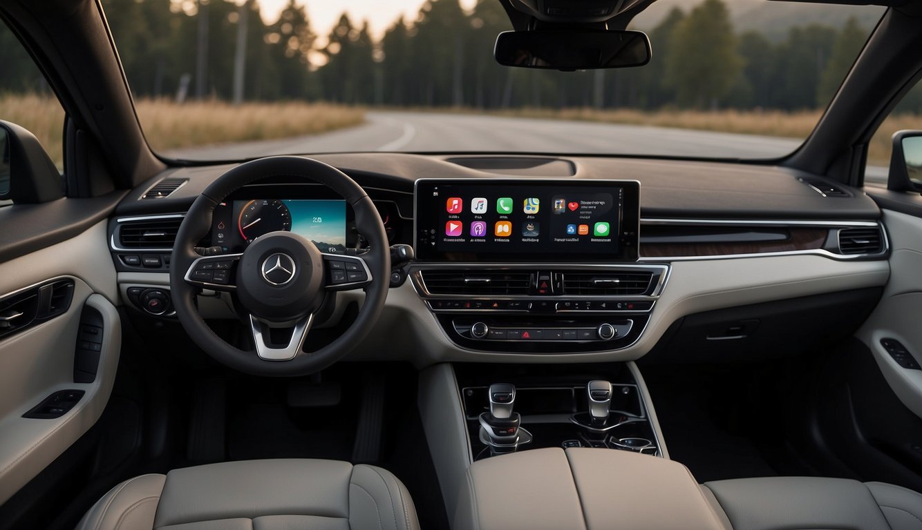 Modern interior of 2019 Mercedes-Benz GLC with leather seats and high-tech dashboard