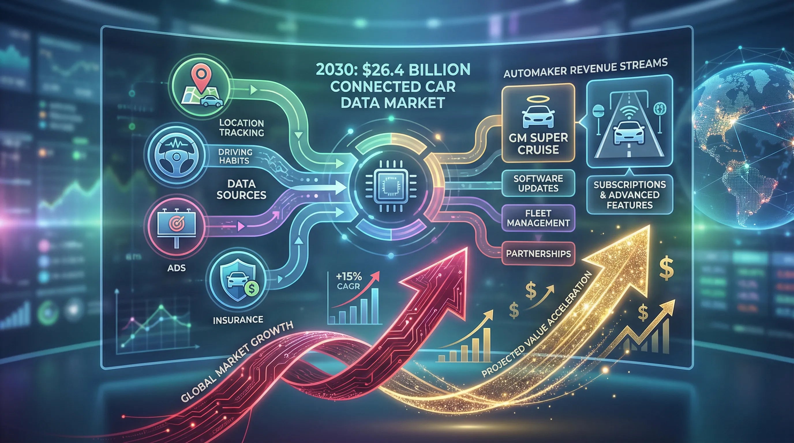 Connected car data war 2026 – $26.4B market monetization subscriptions privacy driving data sales explained