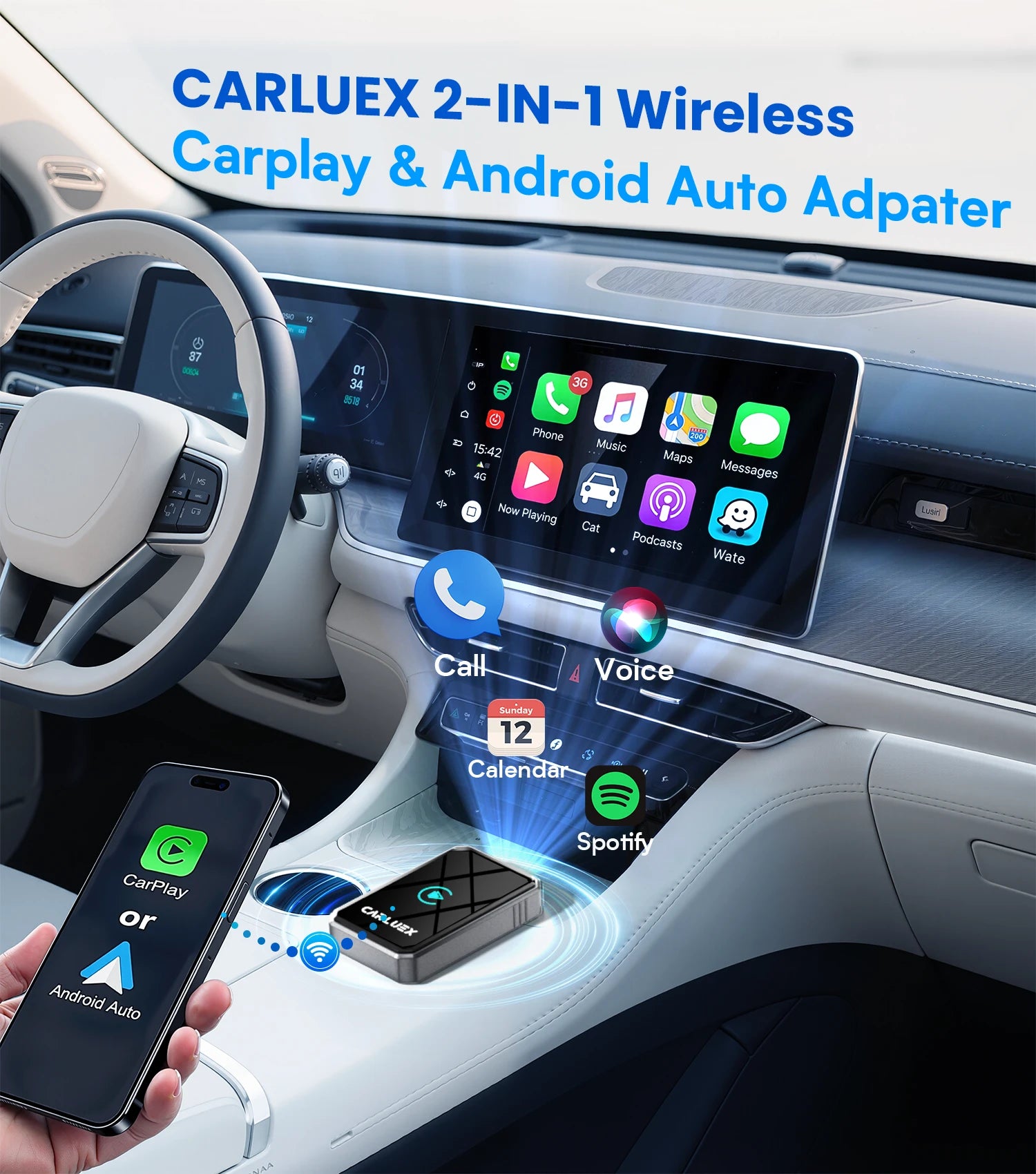 CARLUEX LINK Wireless CarPlay and Android Auto Adapter