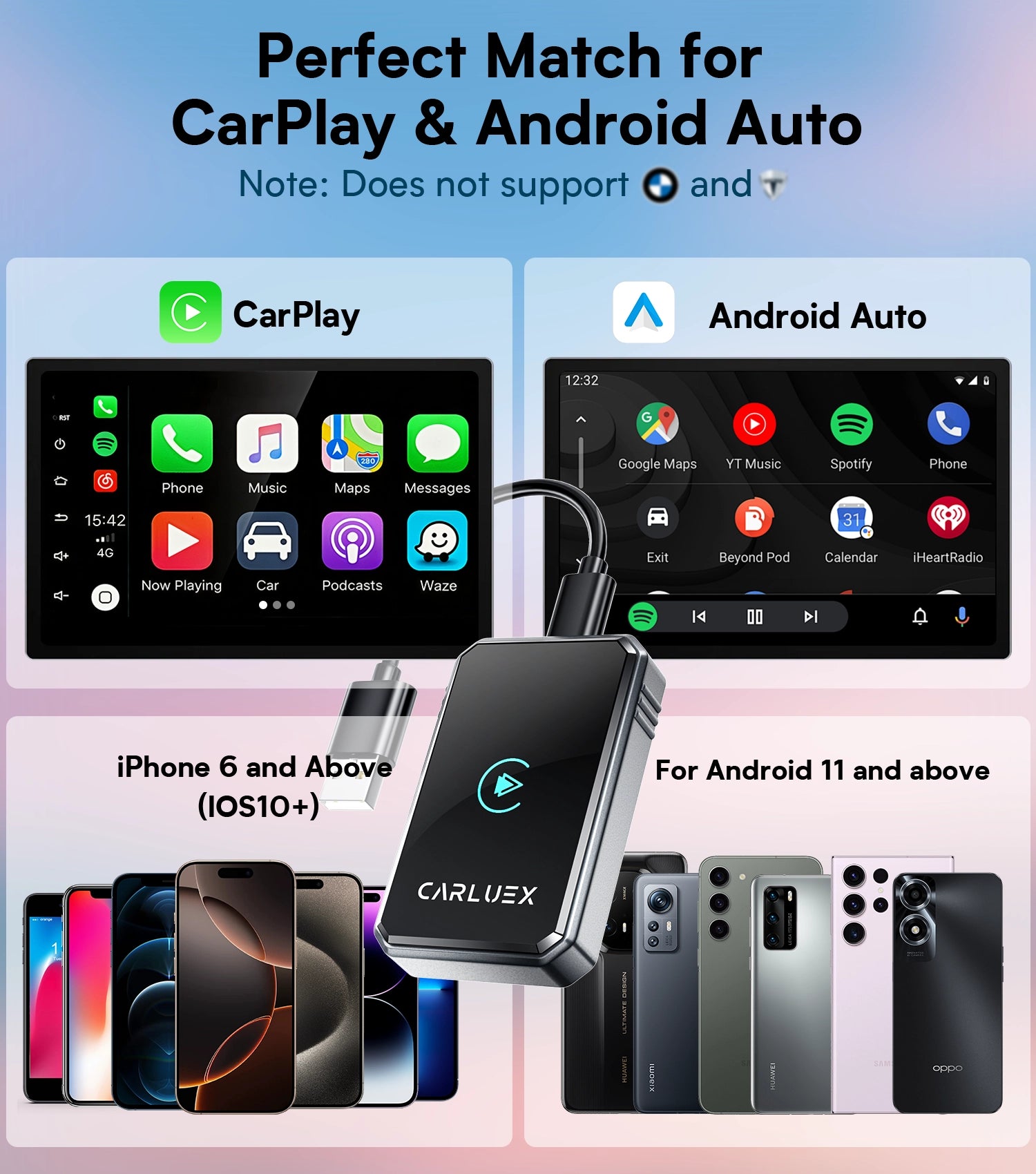 CARLUEX LINK Wireless CarPlay and Android Auto Adapter
