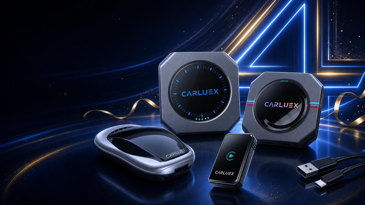 Four CARLUEX products in a premium fourth anniversary celebration scene