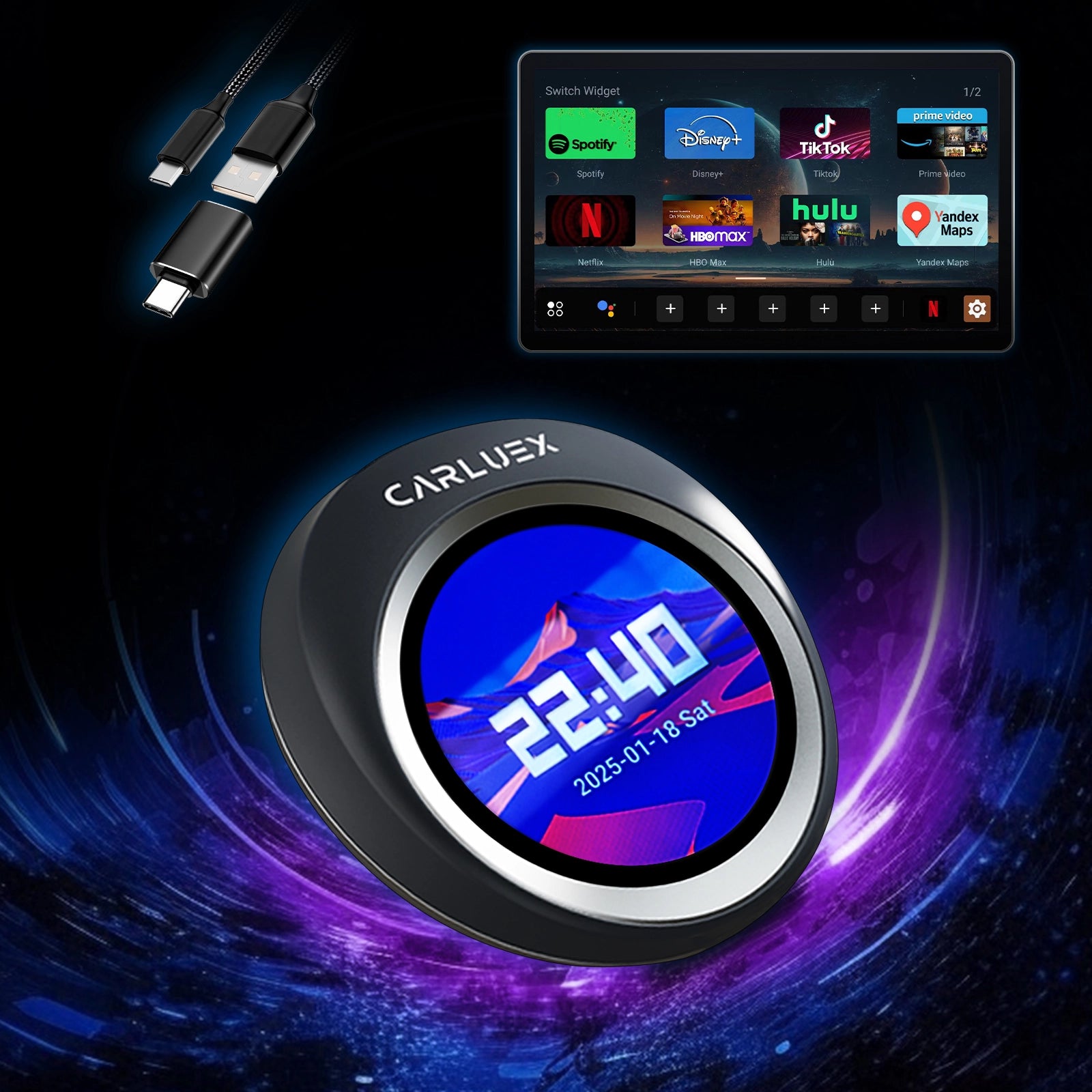 CARLUEX VISION Wireless CarPlay Adapter with Screen Control