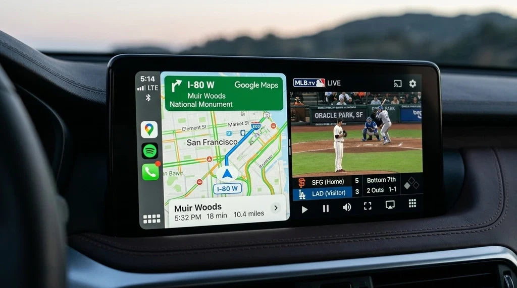 iPhone che si connette in modalità wireless al sistema di infotainment Hyundai tramite Bluetooth e Wi-Fi.